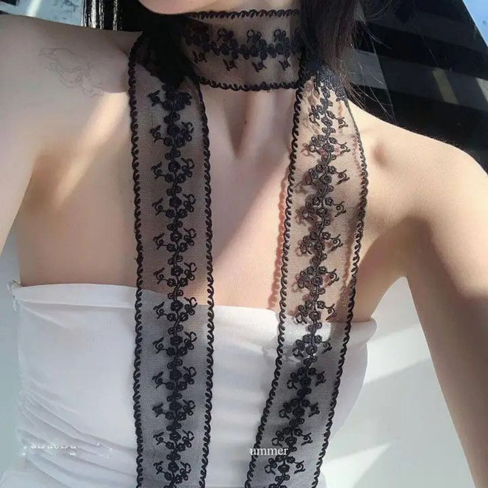 Korean Ins White Lace Ribbon S – Ascot Neck Scarf recenzja i cena
