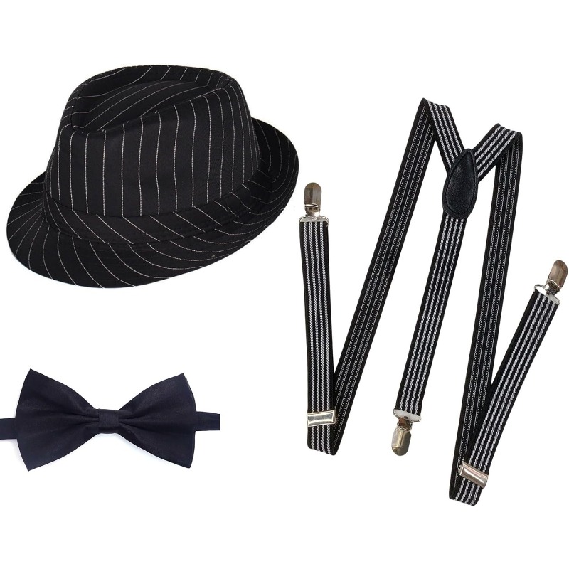 1920s Mens Costume Fedora Hat  – Bow Tie Pre Tied recenzja i cena