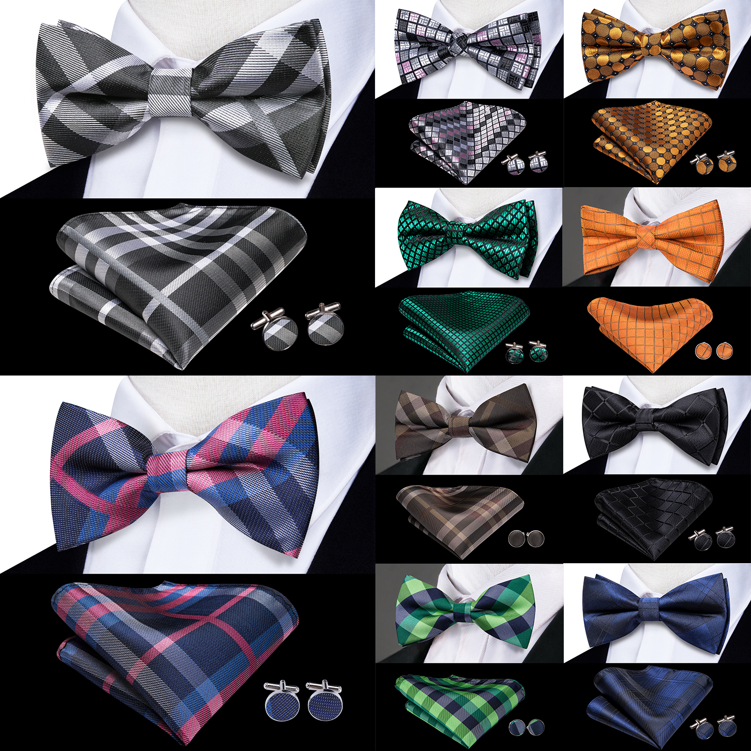 Hi-Tie Grey Plaid Jacquard Pre – Bow Tie Pre Tied recenzja i cena