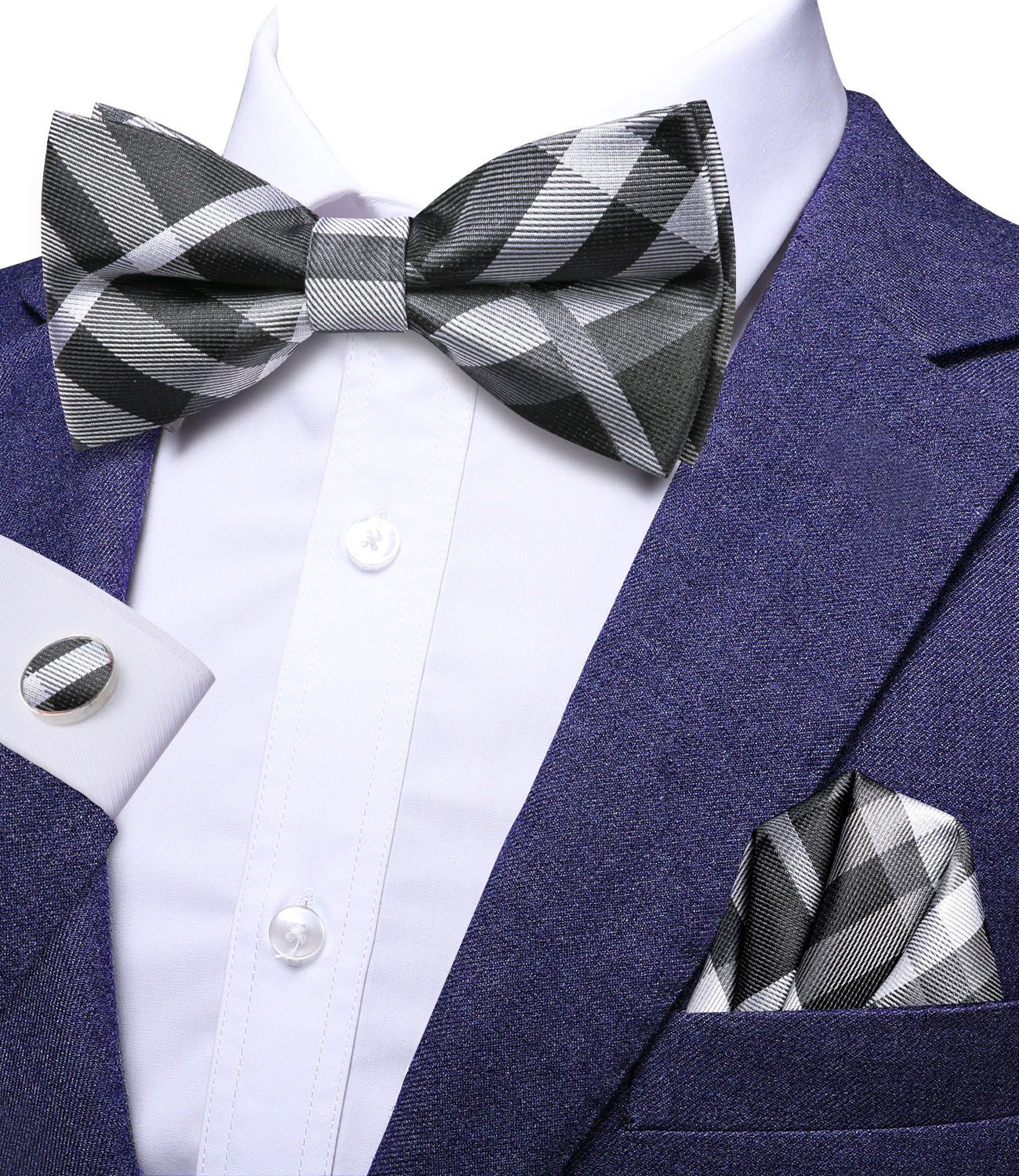 Hi-Tie Grey Plaid Jacquard Pre – Bow Tie Pre Tied recenzja i cena