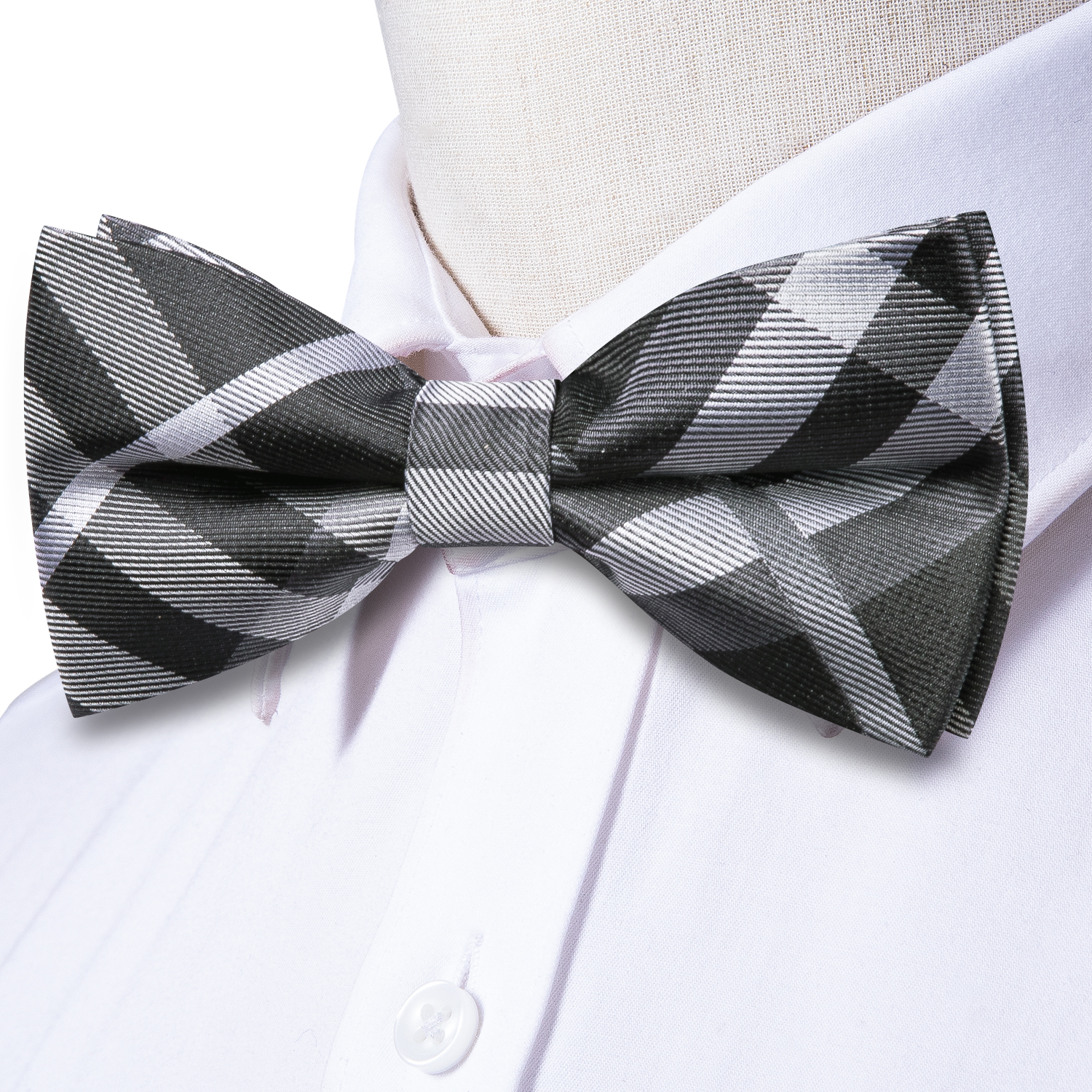 Hi-Tie Grey Plaid Jacquard Pre – Bow Tie Pre Tied recenzja i cena
