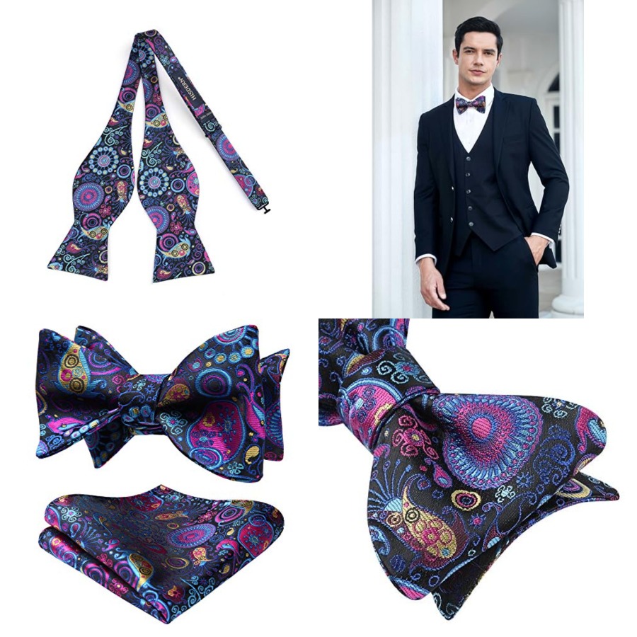 Bow Ties for Men Floral Bowtie – Pocket Square Set recenzja i cena