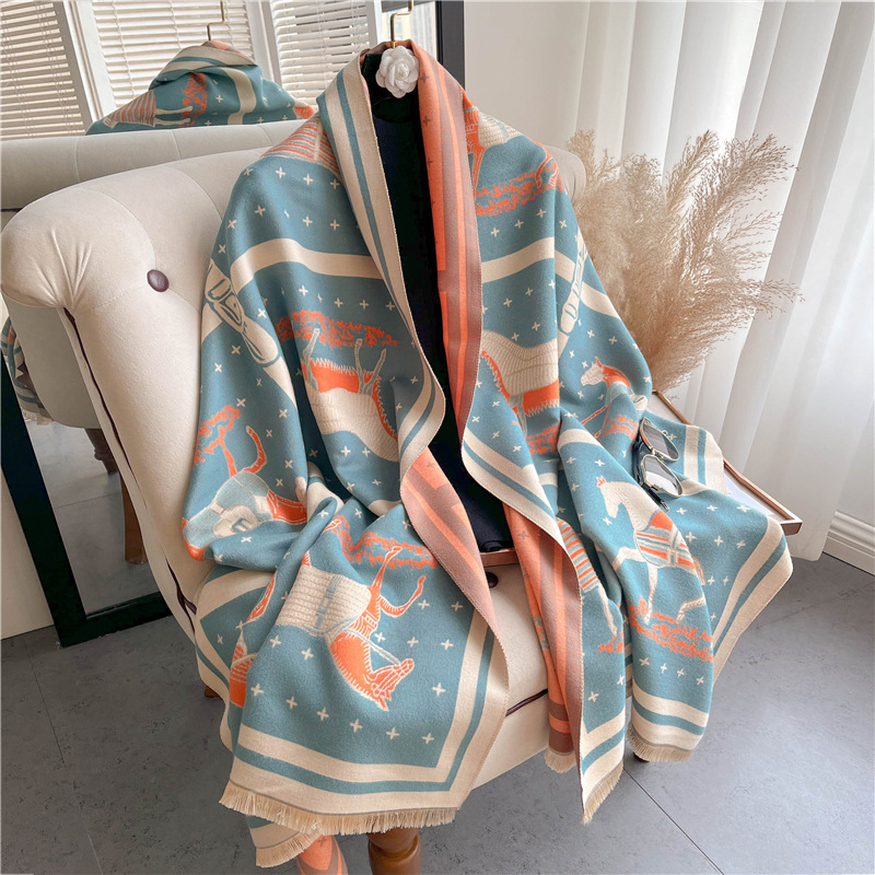 Luxury Horse Print Thick Cashm – Woven Scarf Blanket recenzja i cena