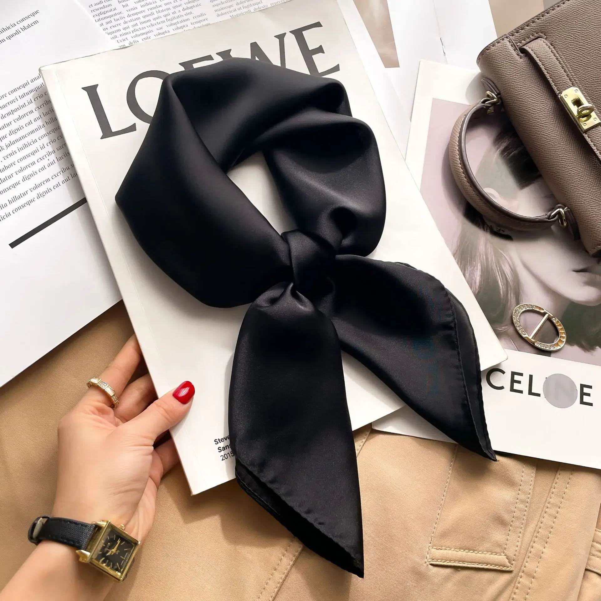 70cm Solid Colors Neckerchief  – Scarf Silk Square recenzja i cena