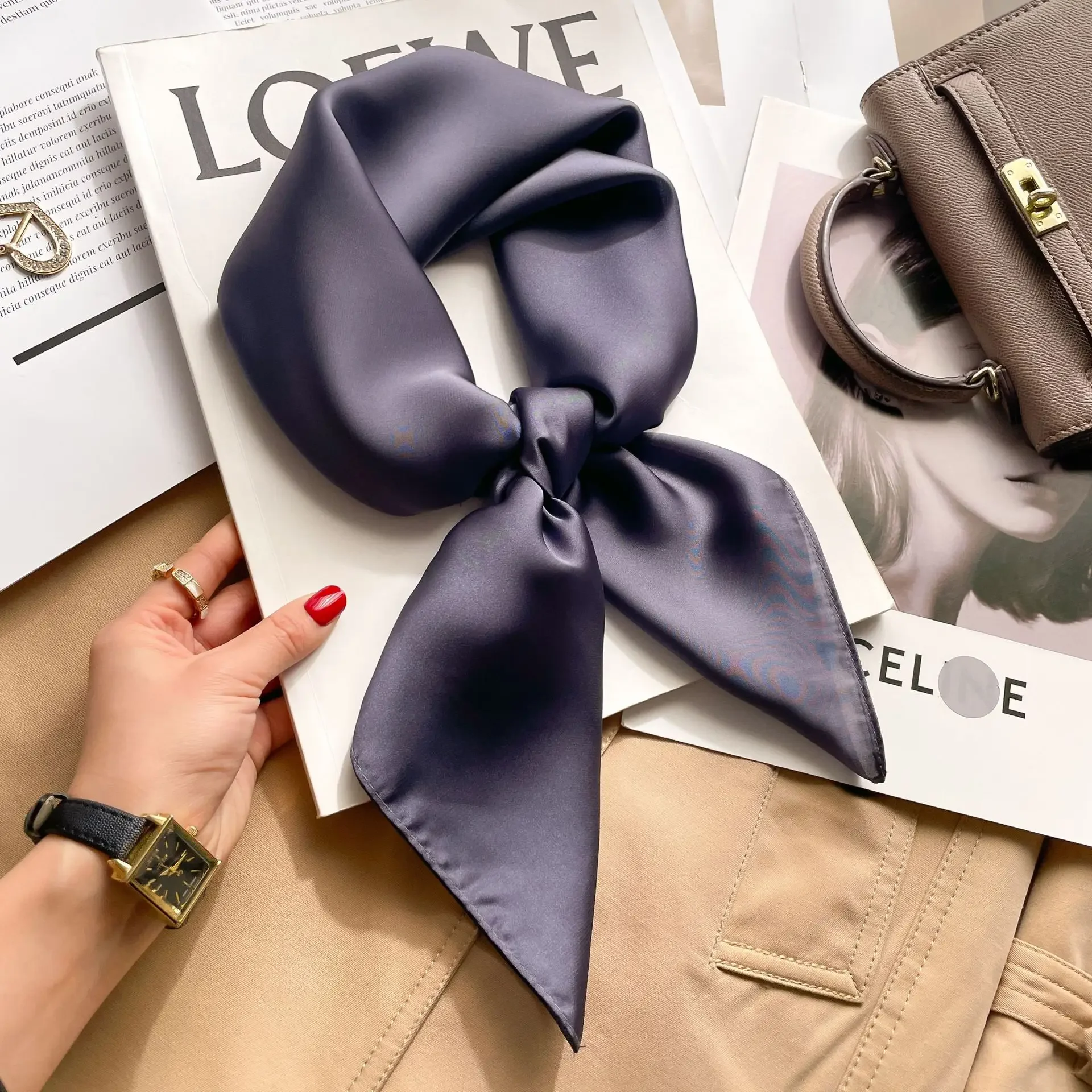 70cm Solid Colors Neckerchief  – Scarf Silk Square recenzja i cena