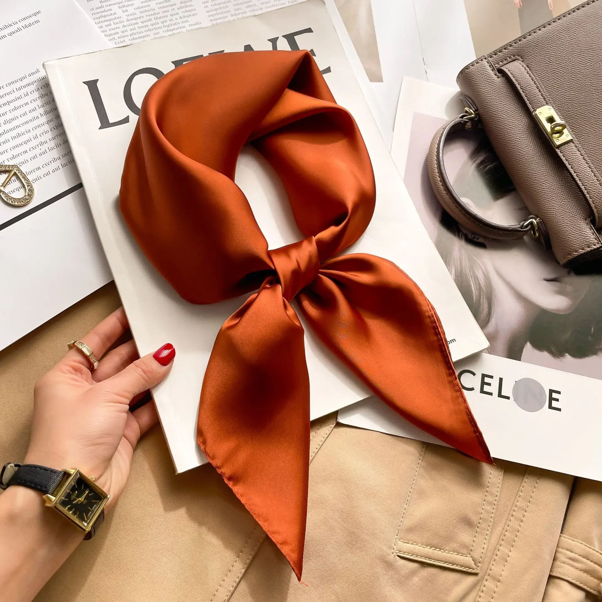 70cm Solid Colors Neckerchief  – Scarf Silk Square recenzja i cena