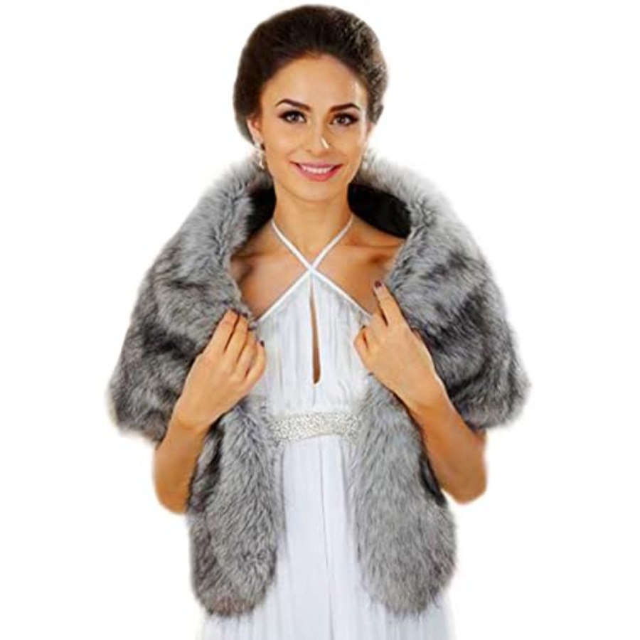 Aukmla Women's Wedding Fur Wra – Stole Wedding Shawl recenzja i cena