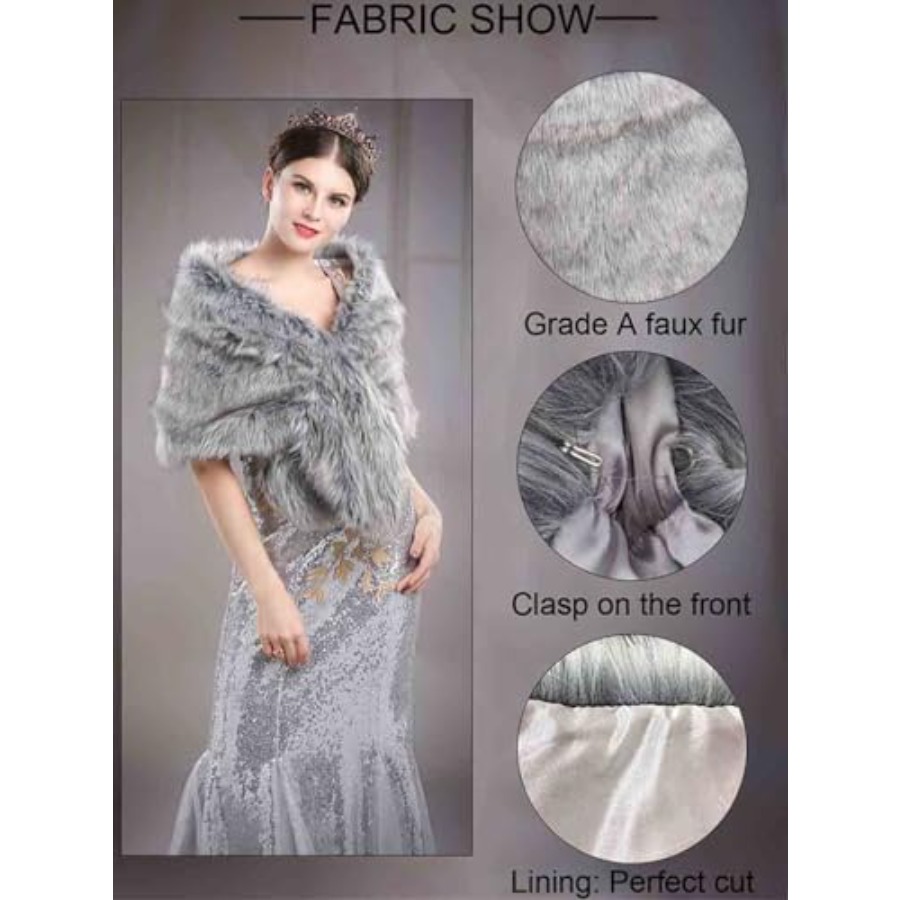 Aukmla Women's Wedding Fur Wra – Stole Wedding Shawl recenzja i cena