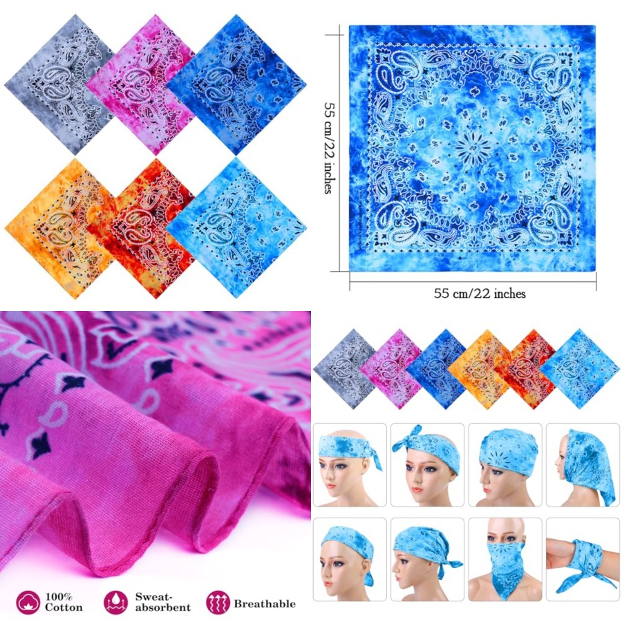 URATOT 6 Pack Tie Dye Bandana  – Handkerchief Cotton Men recenzja i cena