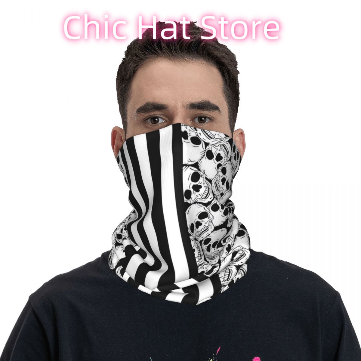 Black And White Skulls And Str – Neck Warmer Tube recenzja i cena