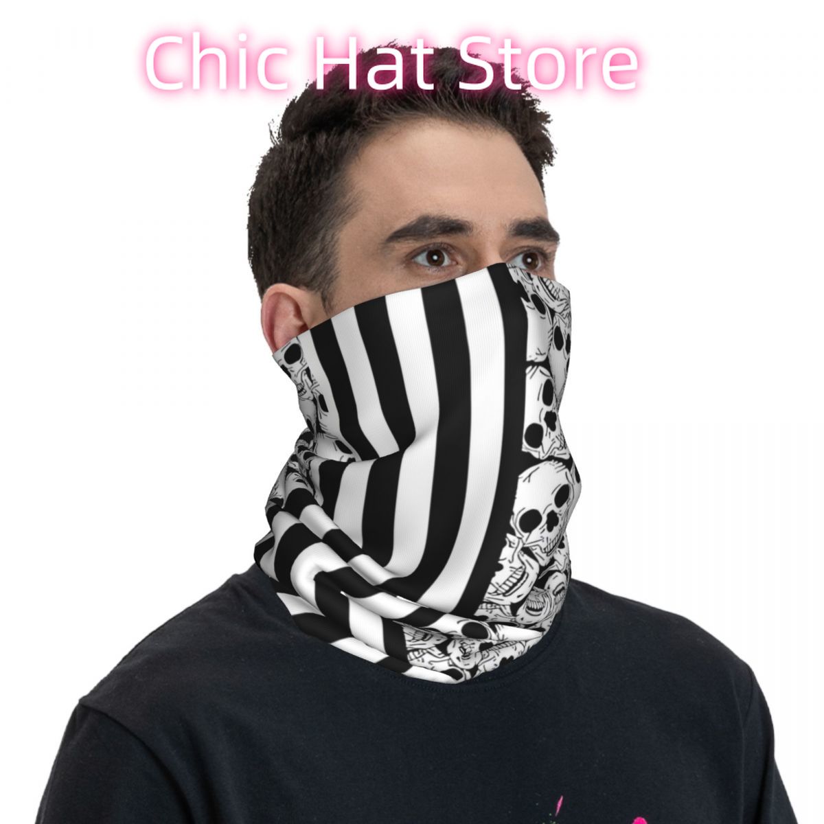 Black And White Skulls And Str – Neck Warmer Tube recenzja i cena