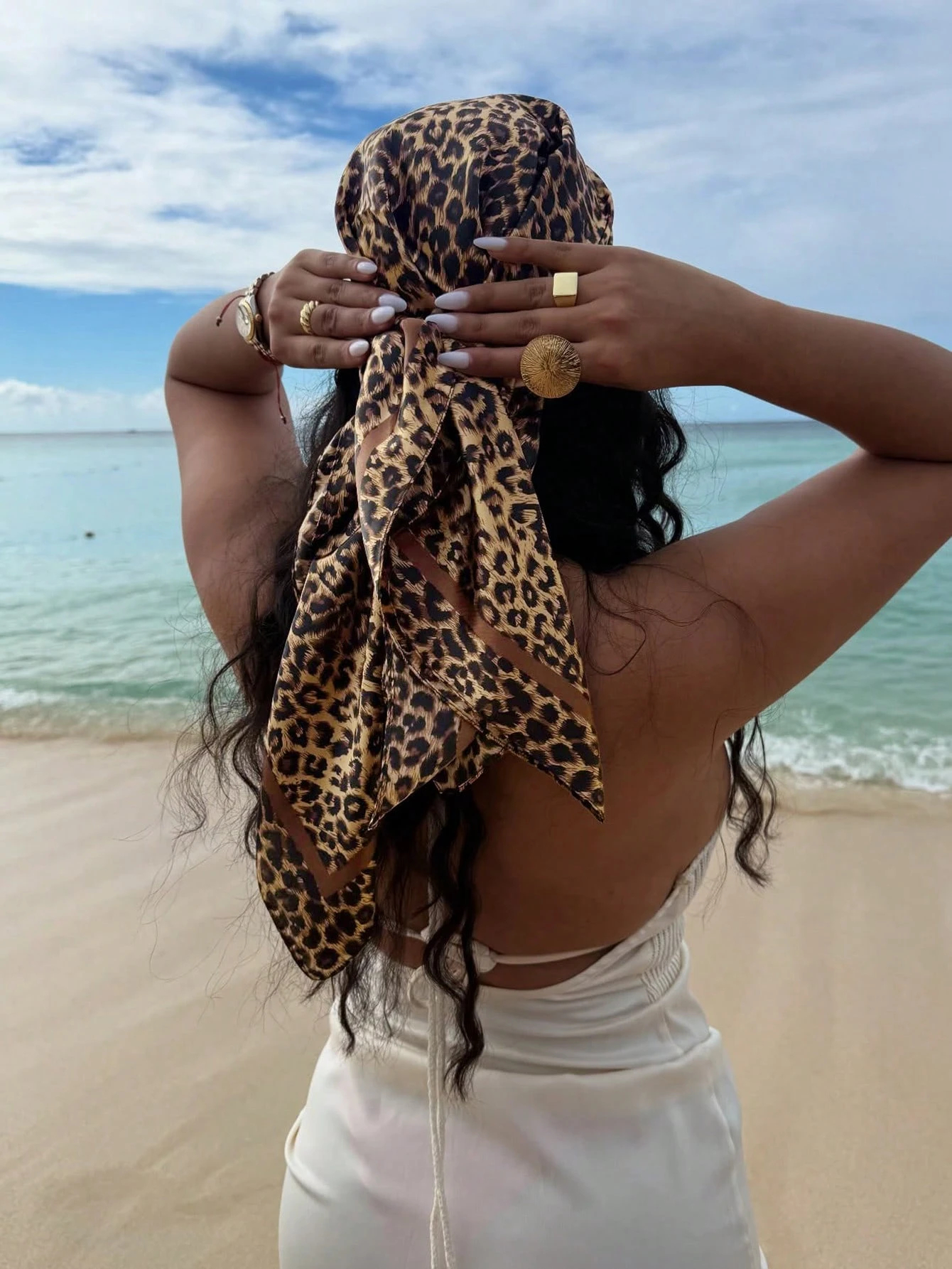 90cm Leopard Print Neckerchief – Head Wrap Turban recenzja i cena