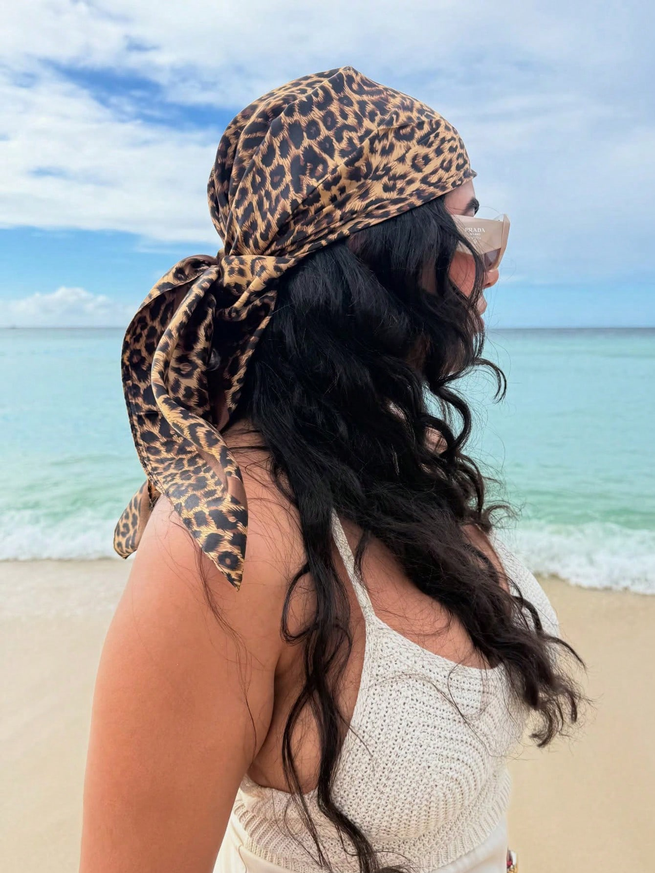 90cm Leopard Print Neckerchief – Head Wrap Turban recenzja i cena
