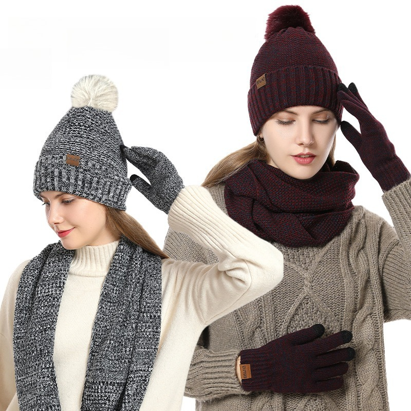 Women Winter 3Pcs Fleece Lined – Infinity Scarf Knit recenzja i cena