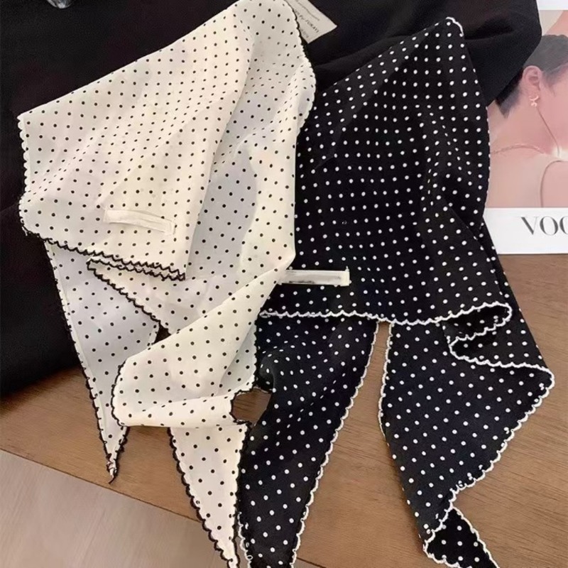 Black White Polka Dot Scarf fo – Ascot Neck Scarf recenzja i cena