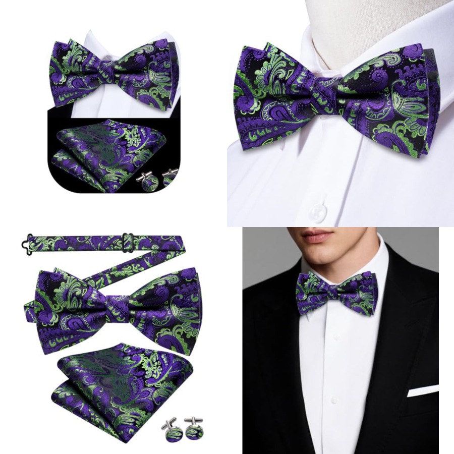 Mens Paisley Striped Bowtie Se – Pocket Square Set recenzja i cena
