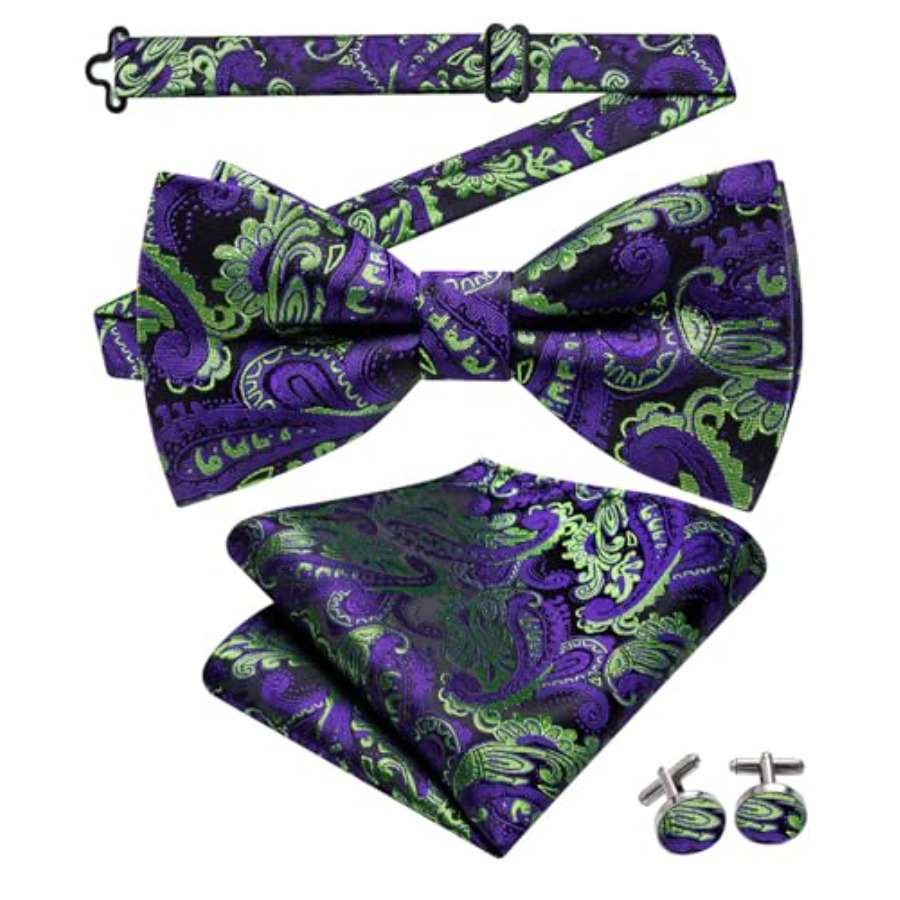 Mens Paisley Striped Bowtie Se – Pocket Square Set recenzja i cena