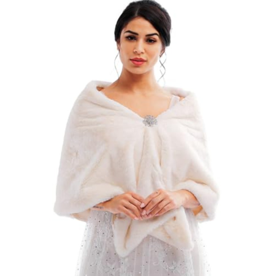 Bride Wedding Faux Fur Shawls  – Stole Wedding Shawl recenzja i cena