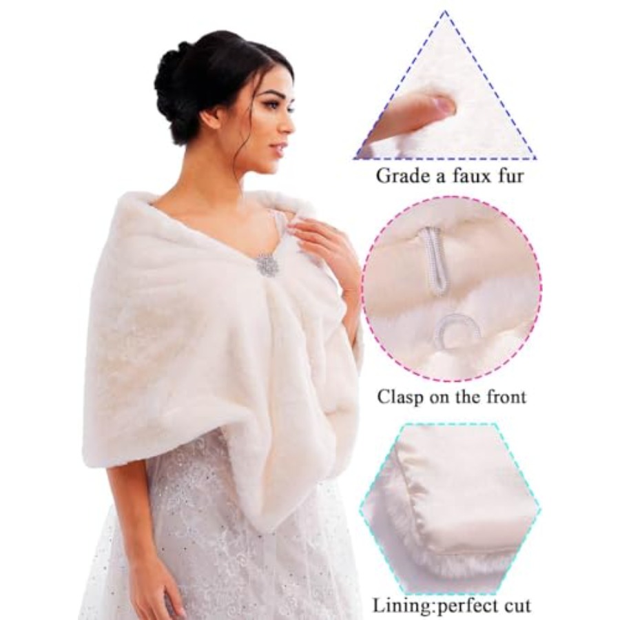 Bride Wedding Faux Fur Shawls  – Stole Wedding Shawl recenzja i cena