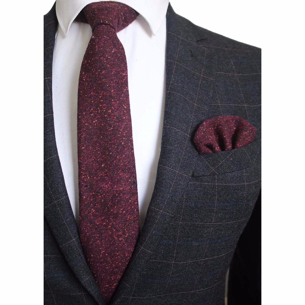 Ricnais 8cm Wool Necktie Solid – Handkerchief Cotton Men recenzja i cena