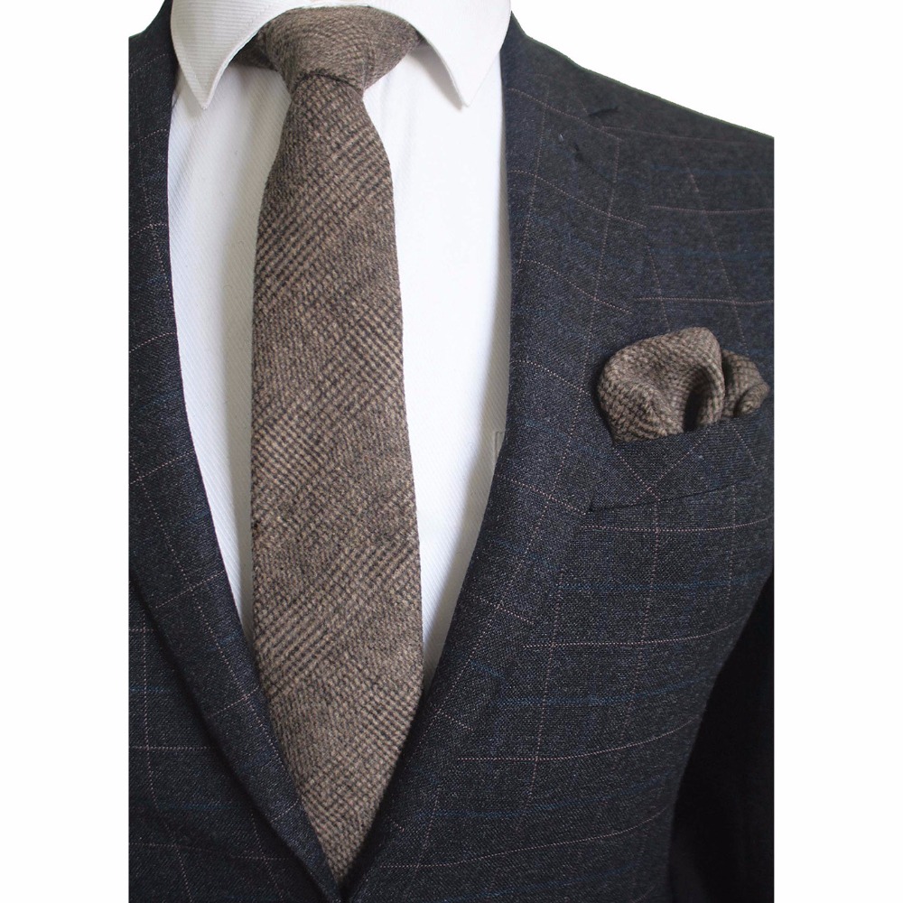 Ricnais 8cm Wool Necktie Solid – Handkerchief Cotton Men recenzja i cena