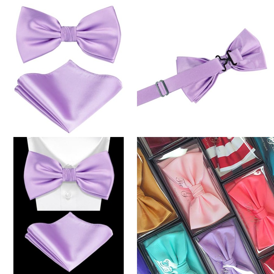 Solid Color Pre-tied Bow Tie a – Pocket Square Set recenzja i cena